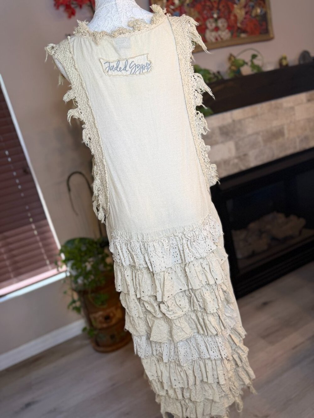 Jaded Gypsy Cream Ruffle Tunic - OS